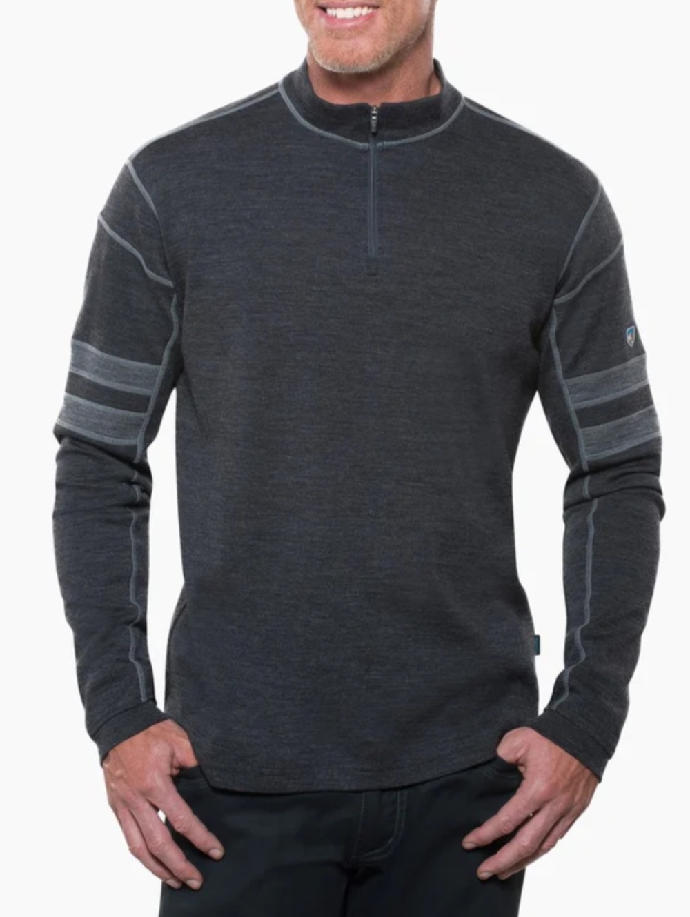 Kuhl Men's Team Merino 1/4 Zip Sweater Size XL Smoke Gray Aeroknit Wool